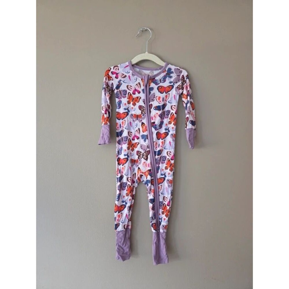 Little sleepies purple butterfly print zippy pajamas